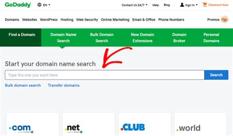 GoDaddy Domain Name Search.